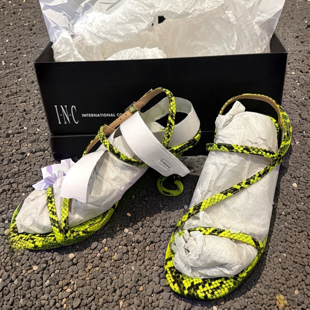 Inc International Concepts strapped snakeskin-look heels - brand new in box